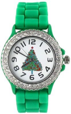 Christmas Tree Jelly Watch with Crystal Surround #6387-CHRISTMAS TREE