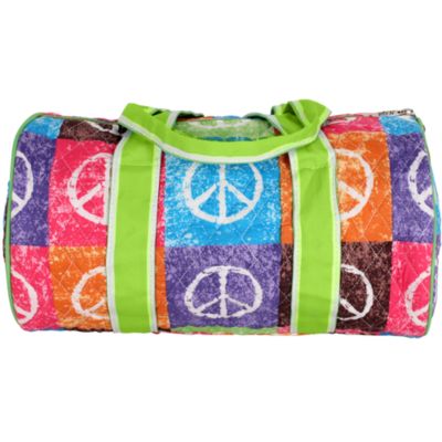 SALE! 14" Peace Out Quilted Duffle Bag with Lime Trim #WPQ8080-LIME