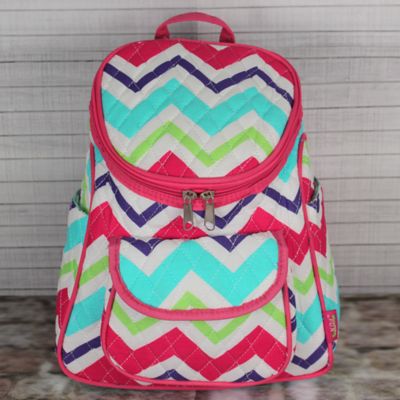 Multi-Chevron Quilted Petite Backpack with Hot Pink Trim #HJQ286-H/PINK